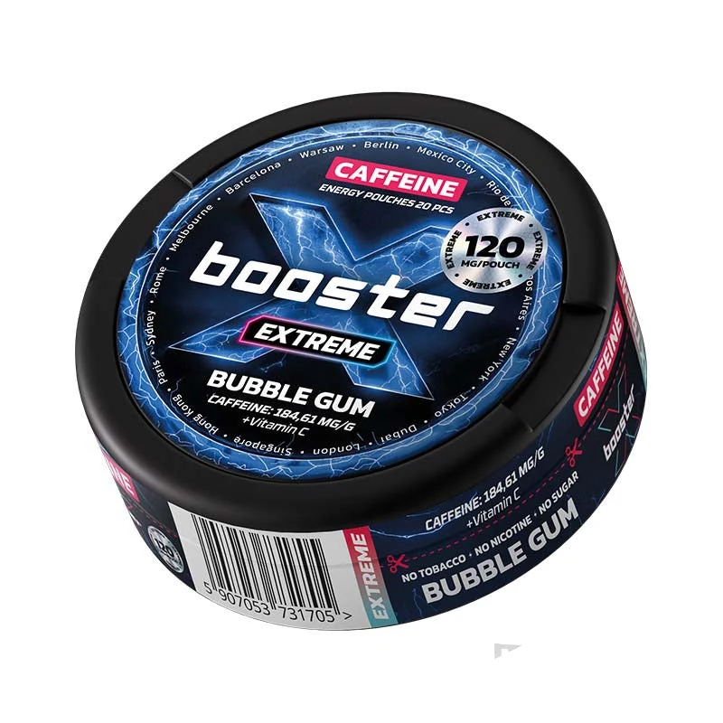 X-Booster Bubble Gum Caffeine Pouches